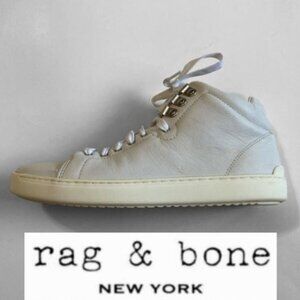 Rag & Bone White High Top Leather Sneakers Size 37  Designer Shoes
